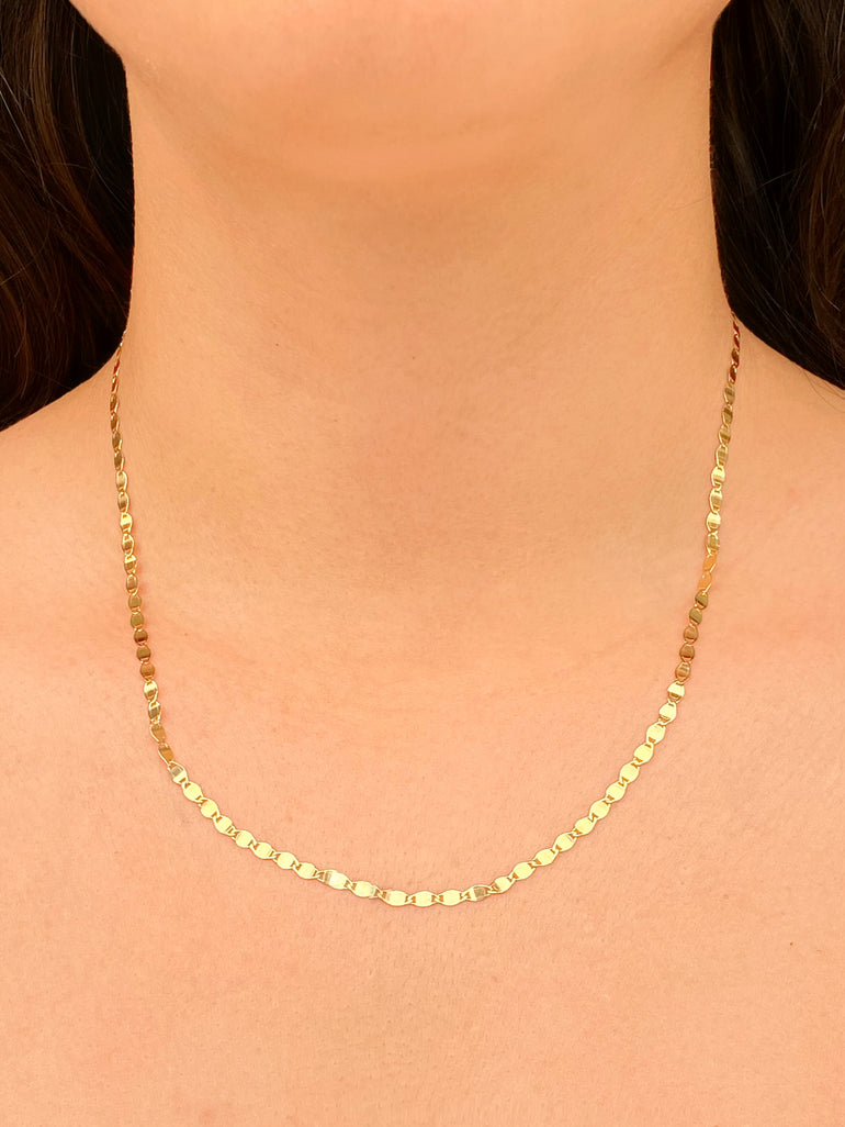Collar Con Ovalos Planchados Oro 14k