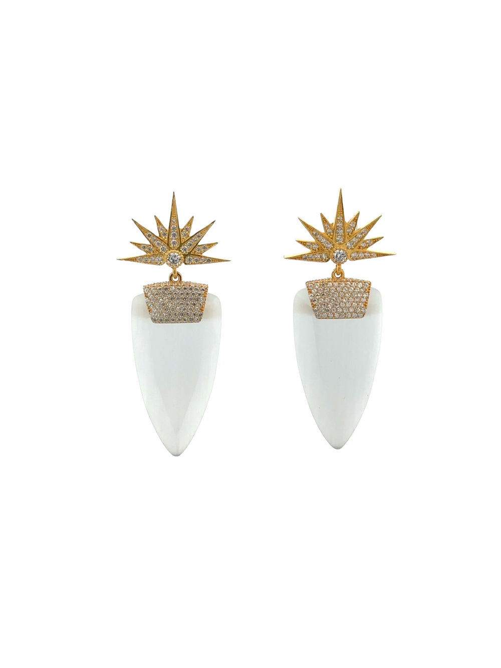 Par Aretes Ojo de Gato Blanco