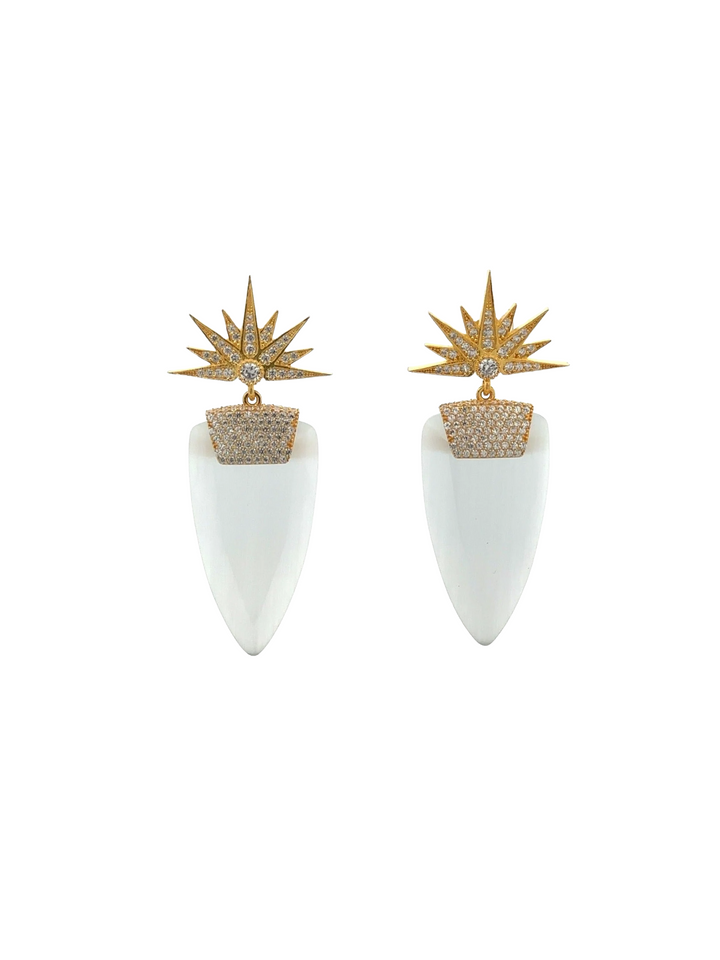 Par Aretes Ojo de Gato Blanco