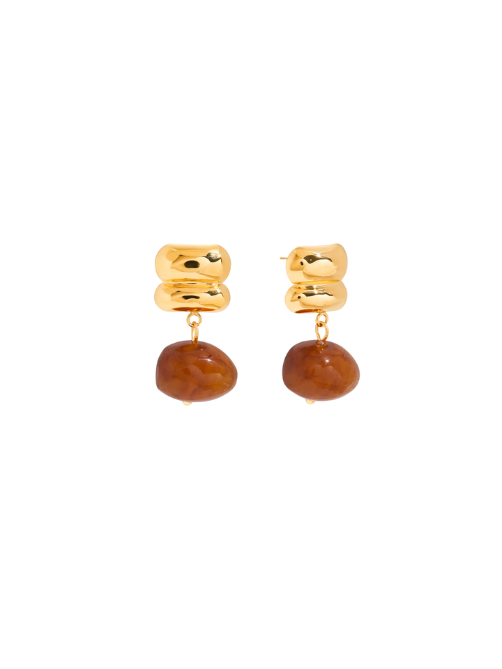 Par Arete Doble Linea Con Dije