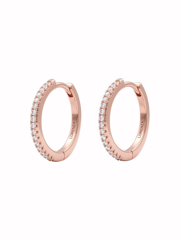 Par Arracada Delgada Con Zirconias 14 mm