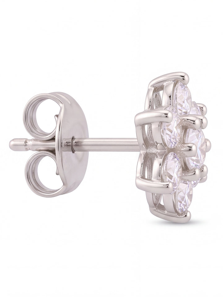 Par Arete Mini Flor Seis Petalos Zirconia