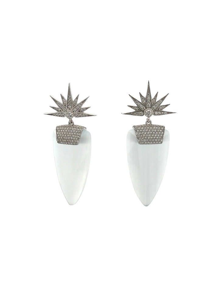 Par Aretes Ojo de Gato Blanco