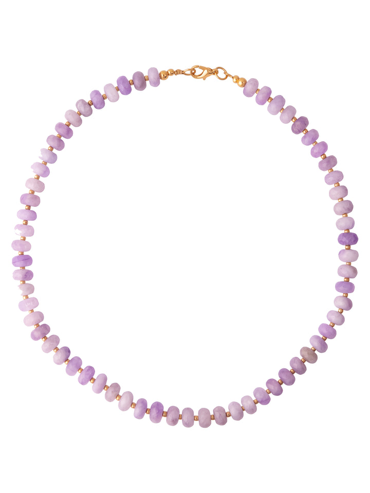 Choker Aros Piedra Natural Bolitas Doradas 8 mm