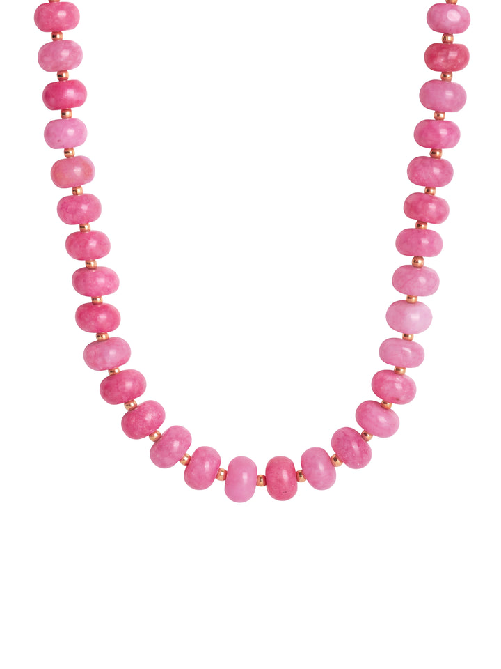 Choker Aros Piedra Natural Bolitas Doradas 8 mm