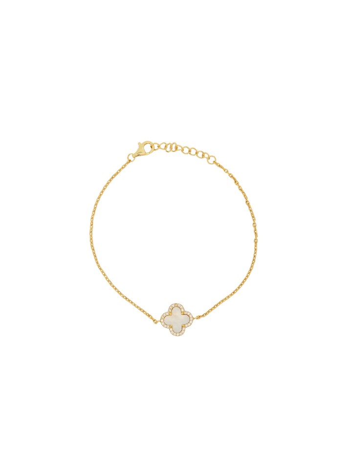 Pulsera Con Trebol Madre Perla