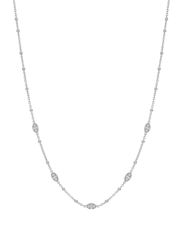Collar Ovalos Con Zirconias Plateado