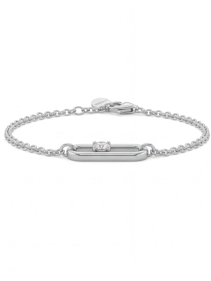 Pulsera Eslabones Dije Rectangular Con Zirconia