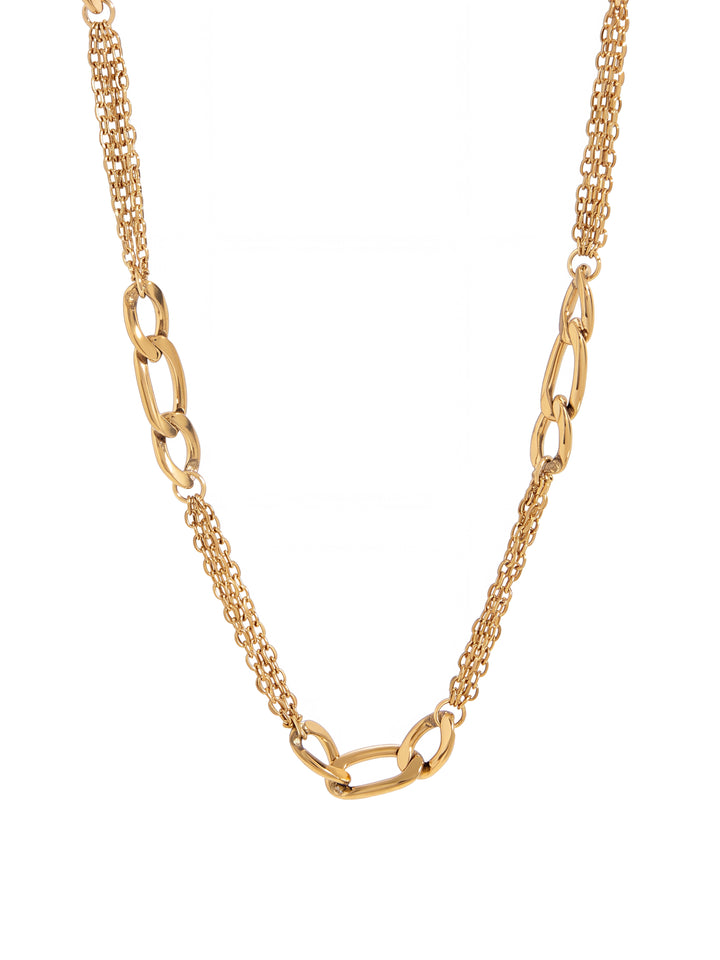 Collar Eslabon Figaro Y Doble Cadena Delgada
