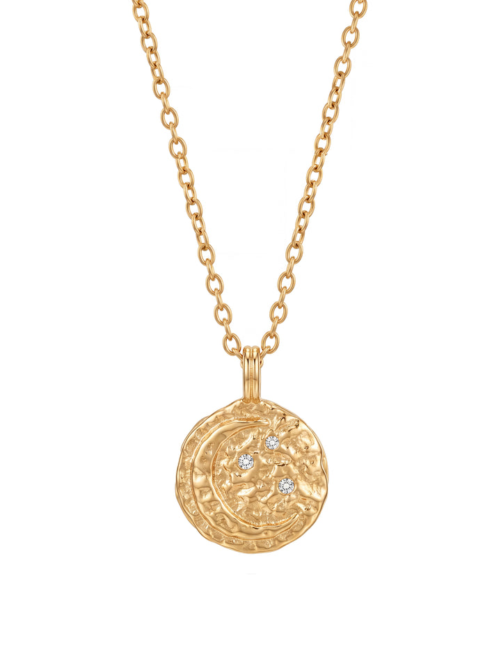Collar Dije Medalla Doble Cara Sol Y Luna