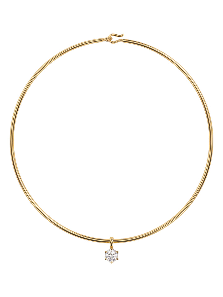 Choker Rigido Dije Zirconia Hexagonal
