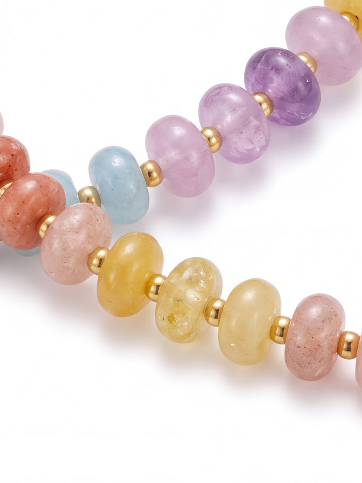 Collar Rainbow Con Bolitas Doradas