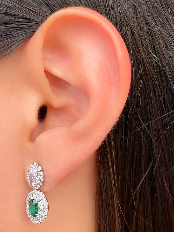 Par Arete Doble Ovalo Con Zirconias