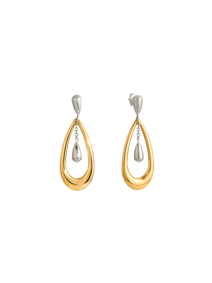 Par Arete Gota Combinada Con Colgante Interior