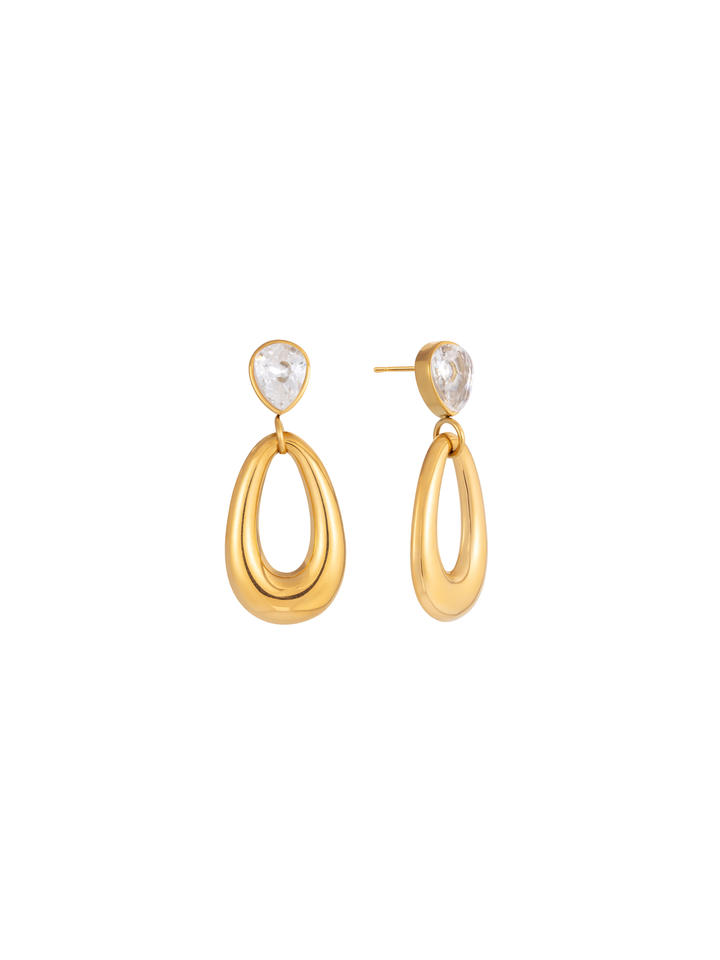 Par Arete Gota Zirconia Con Contorno Ovalado
