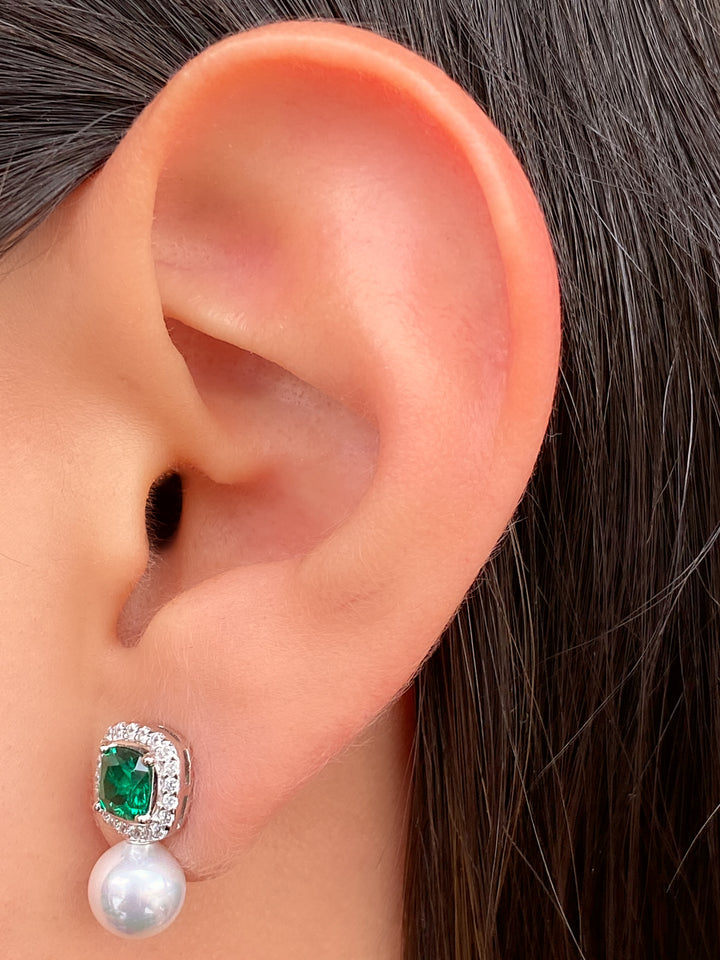 Par Arete Cuadrado Con Perla