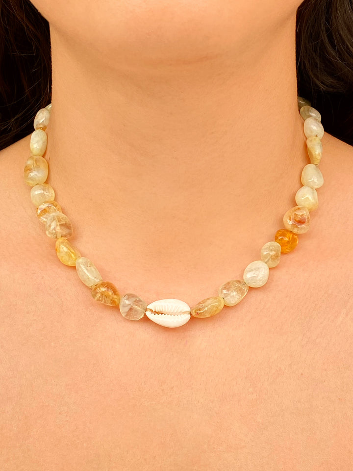 Collar Piedras Topacio Con Concha Natural