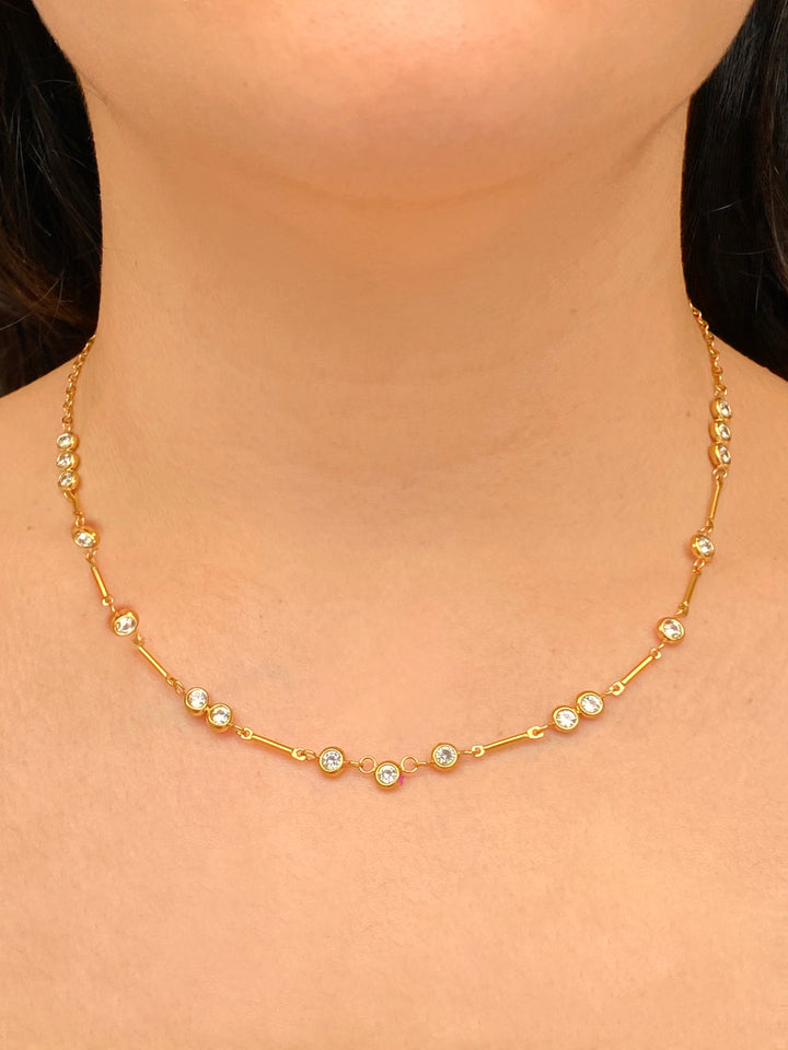 Collar Barras Y Zirconias Intercaladas