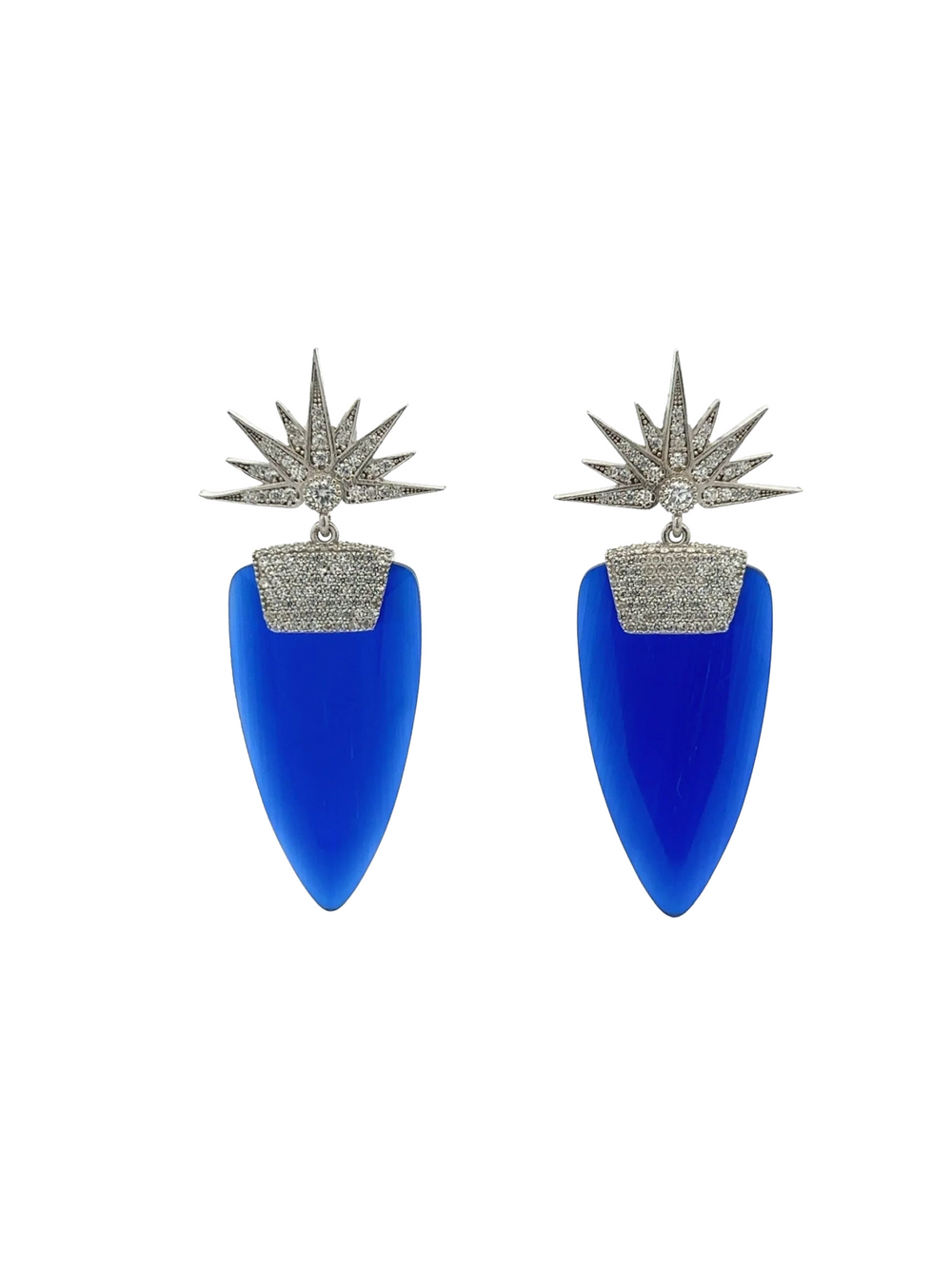 Par Aretes Ojo de Gato Azul