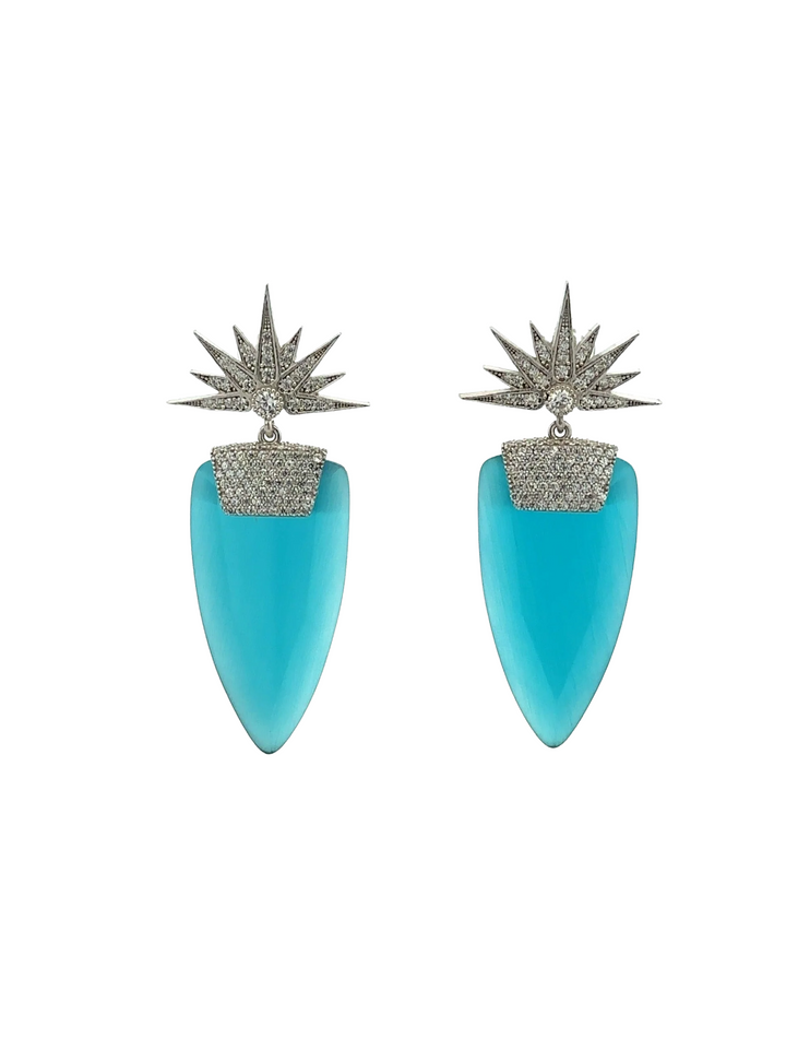 Par Aretes Ojo de Gato Celeste