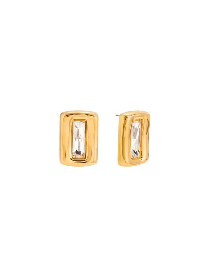 Par Arete Rectangular Chunky Con Zirconia