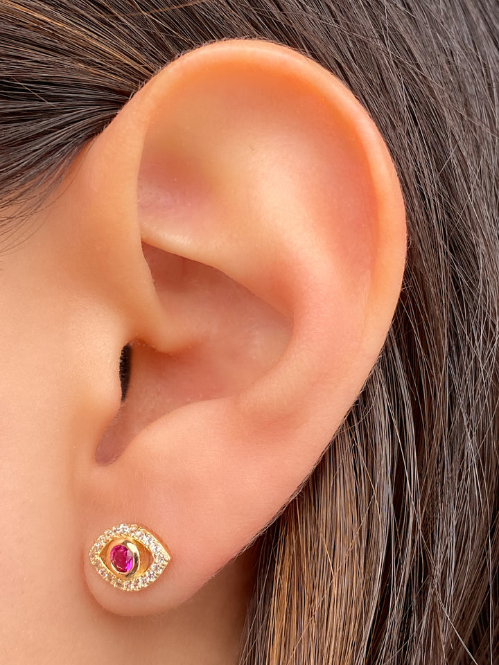 Par Arete Ojo Zirconia Rosa