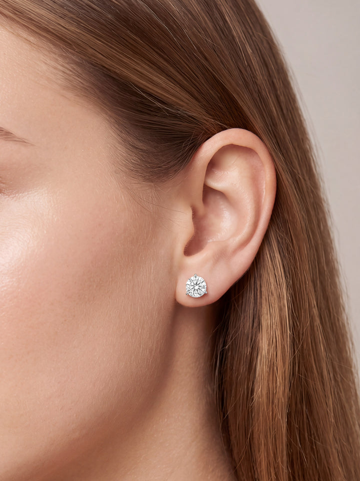 Par Arete Diamantes Lab-Grown Solitario Corte Redondo 4 Ct