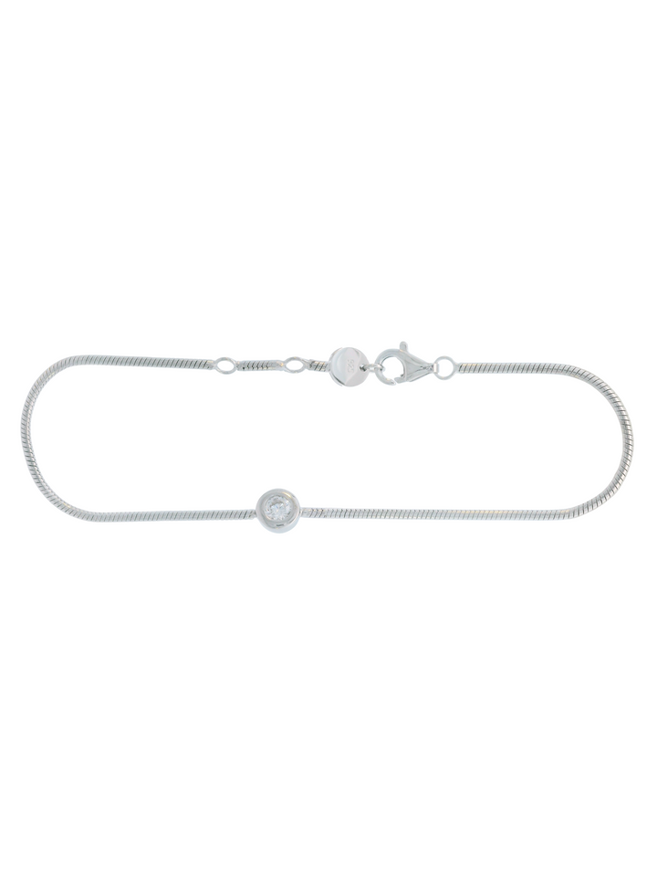 Pulsera Delgada Con Zirconia Redonda