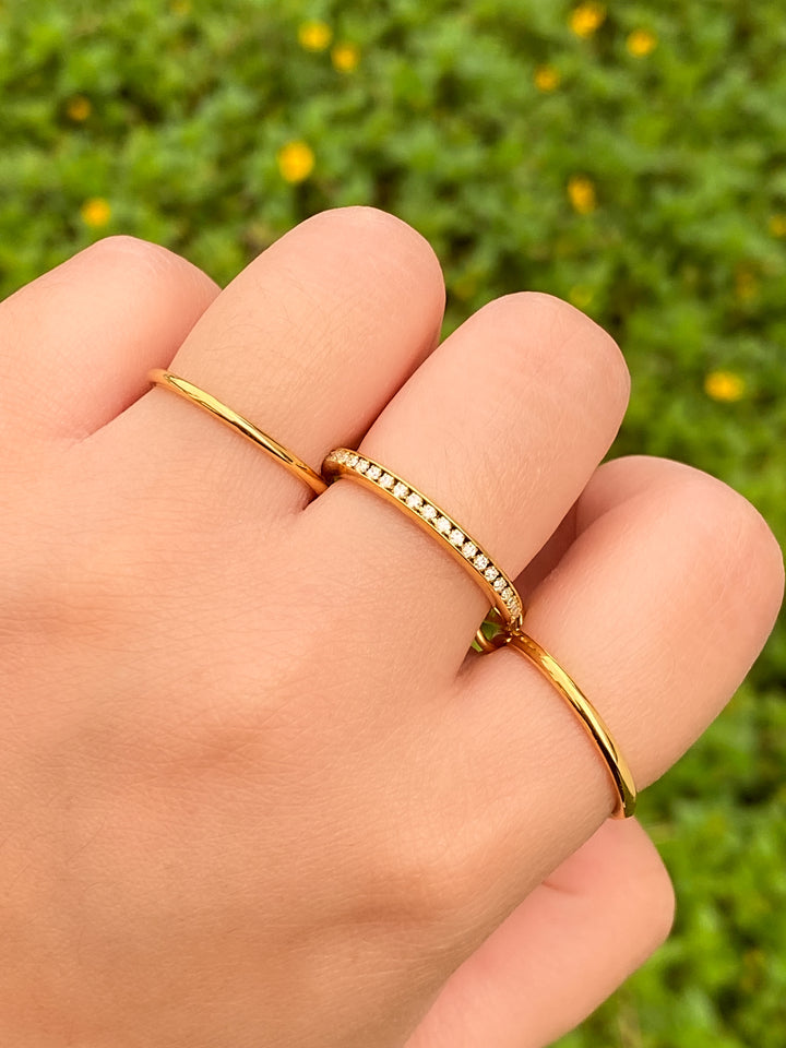 Anillo Triple Aro Con Zirconias
