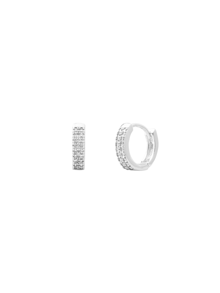 Par Arracada Zirconias Doble Linea 12 mm
