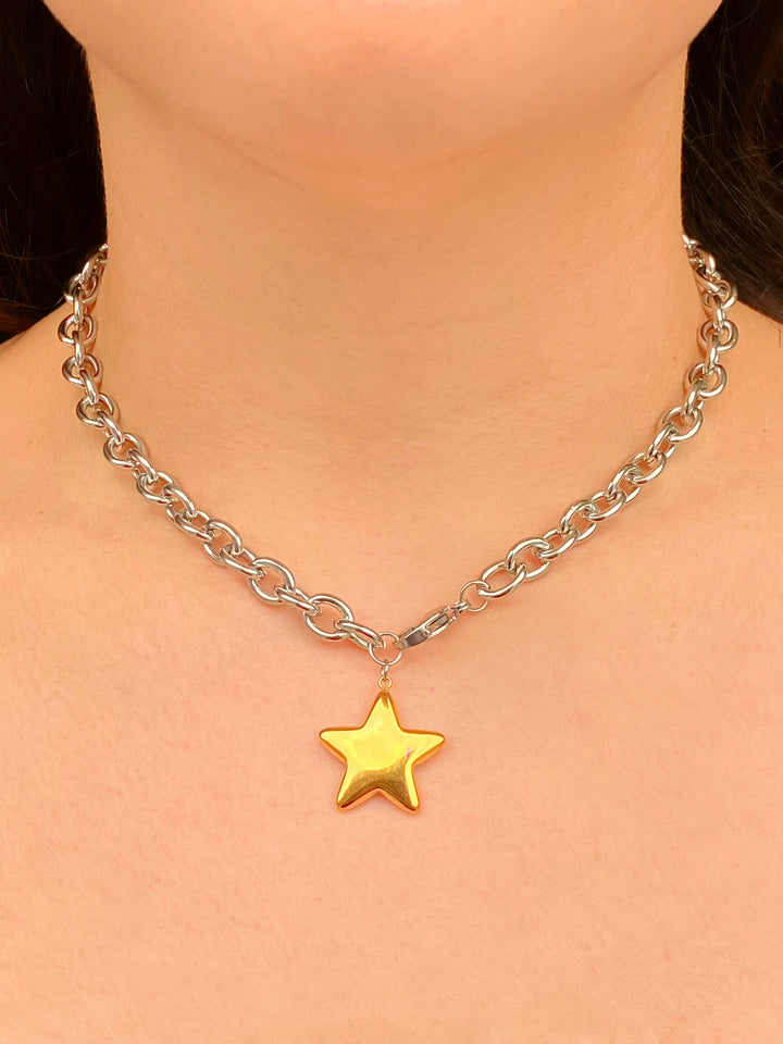 Collar Eslabones Con Dije Estrella