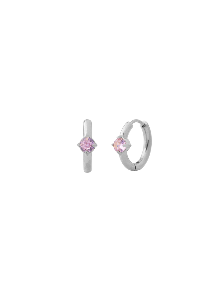 Par Arracada Con Zirconia Central Rosa