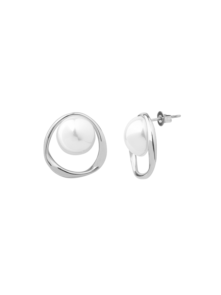 Par Arete Contorno Ovalo Con Perla