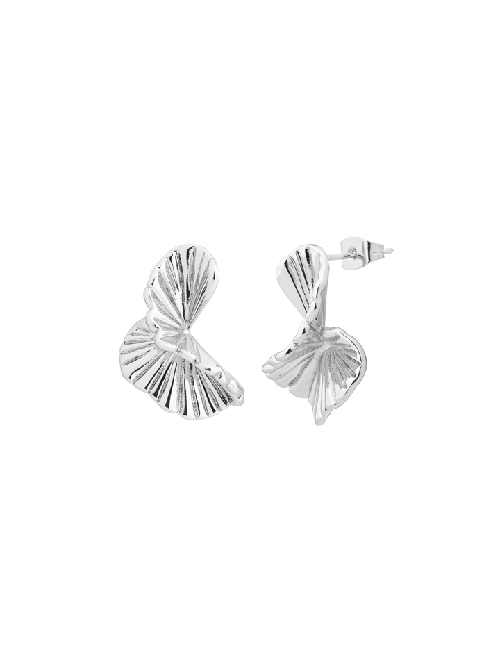 Par Arete Abierto Hoja Ondulada Con Textura