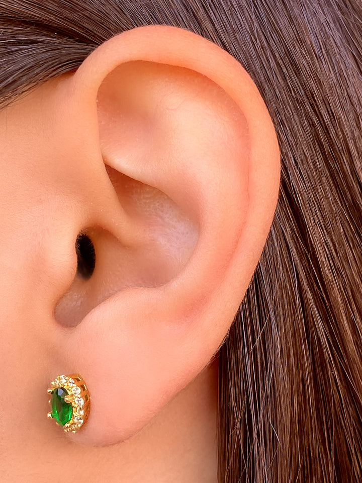 Par Arete Ovalado Birthstone Dorado