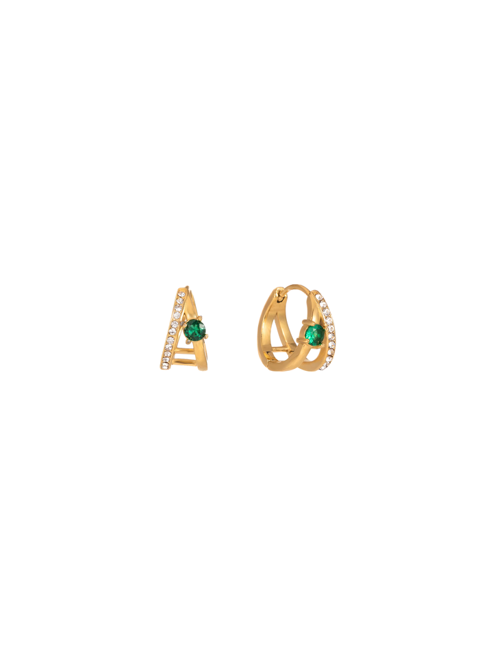 Par Arracada Doble Linea Con Zirconia