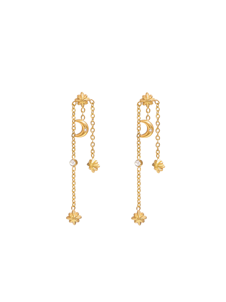 Par Arete Estrella Con Triple Cadena