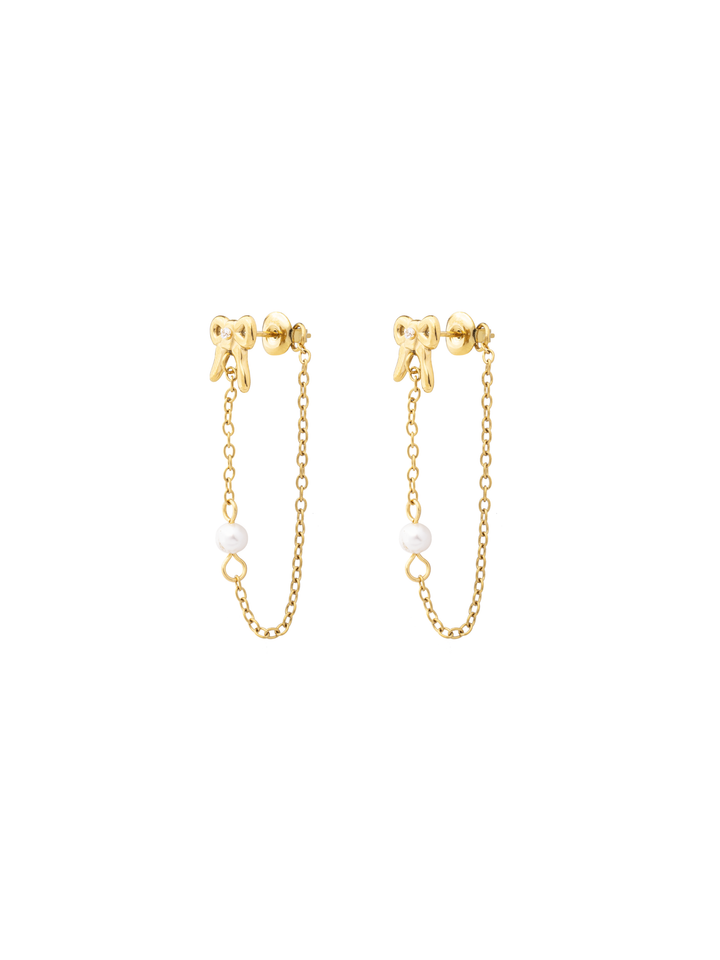 Par Arete Moño Y Perla Con Cadena