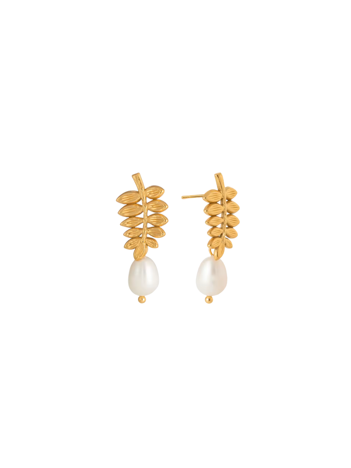 Par Arete Hoja Con Perla