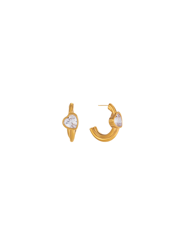 Par Semi Arracada Corazon Zirconia