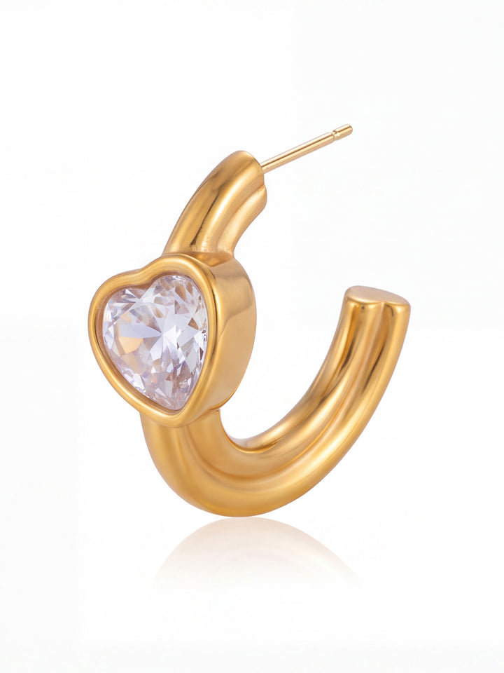 Par Semi Arracada Corazon Zirconia