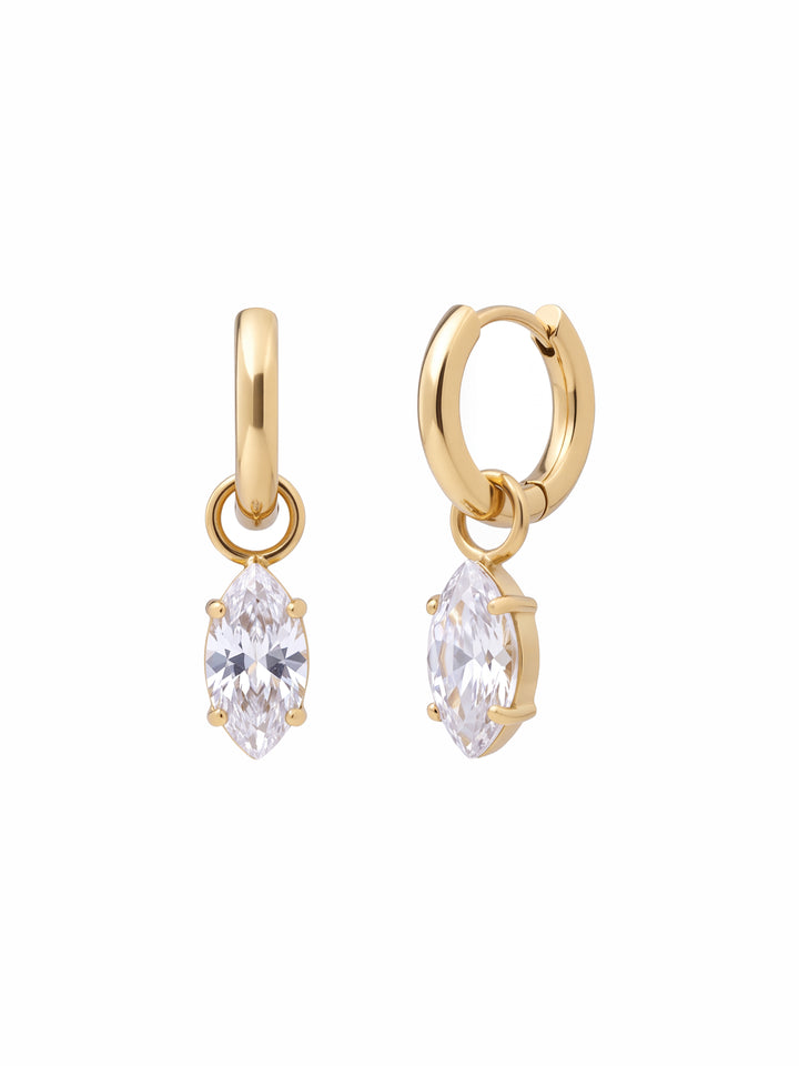 Par Arracada Con Dije Zirconia Marquesa 2 en 1