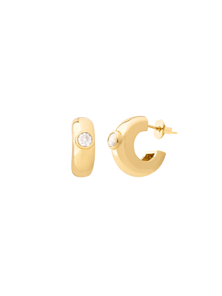 Par Semi Arracada Con Zirconia Central