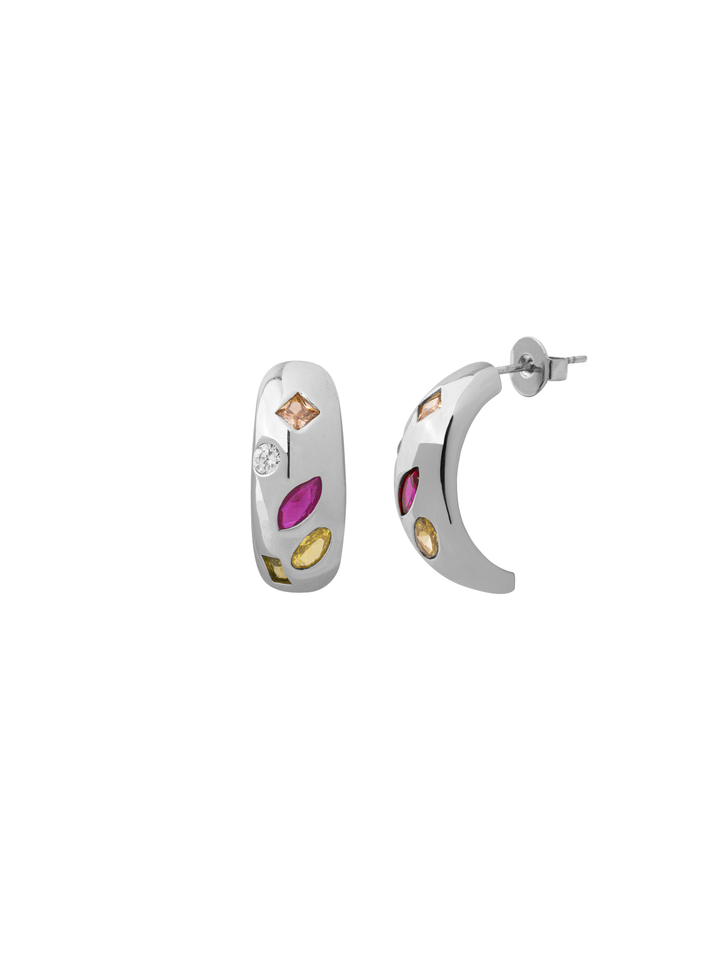 Par Semi Arracada Zirconias Rainbow