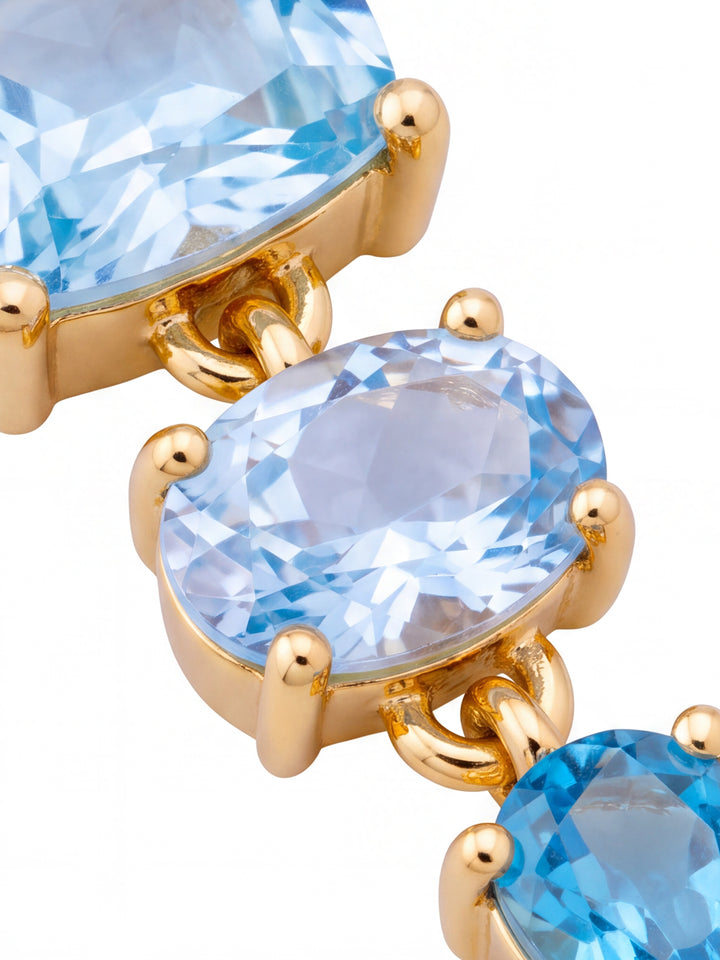 Par Arracada Con Zirconias Azules Ovaladas