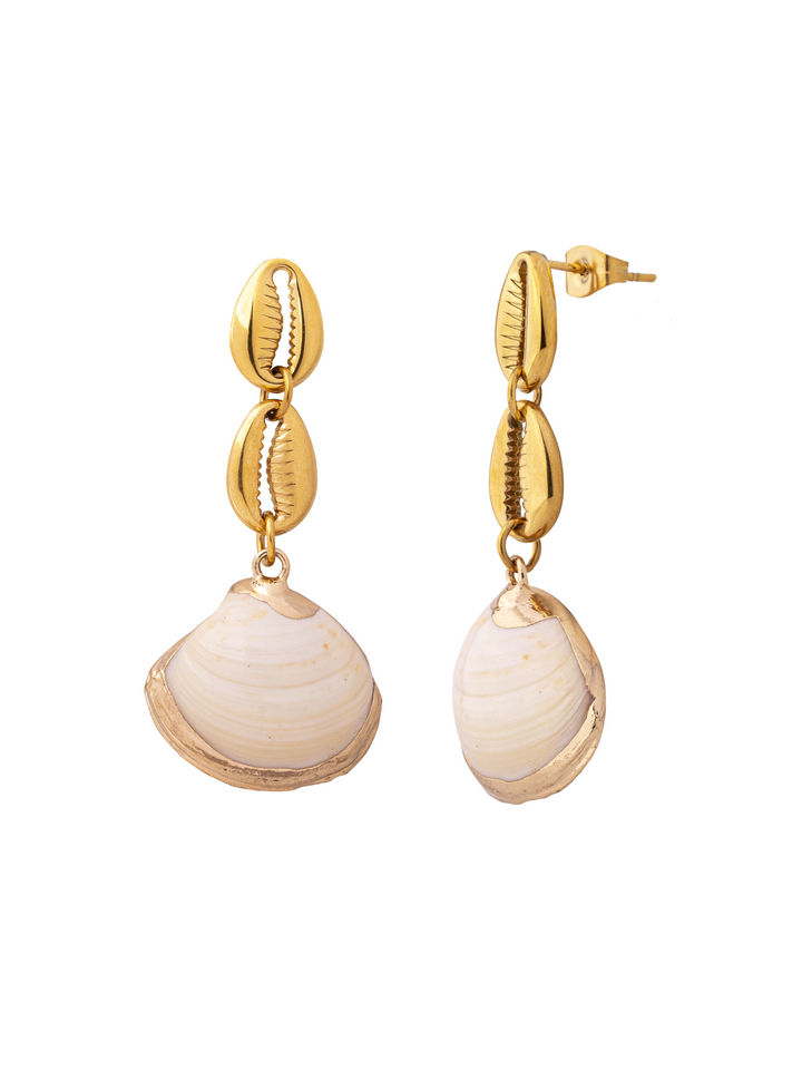 Par Arete Doble Caracol Con Concha