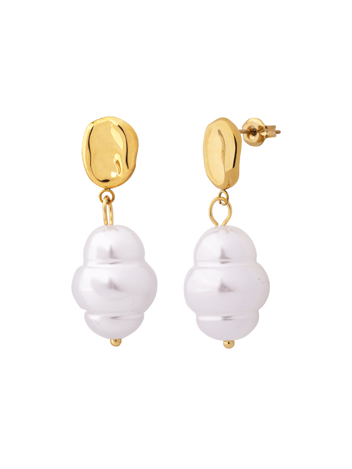 Par Arete Ovalo Con Perla Irregular