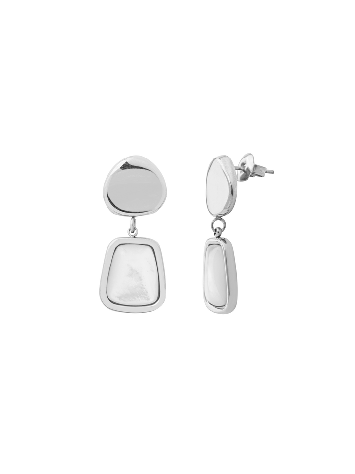 Par Arete Ovalo Con Dije Rectangular