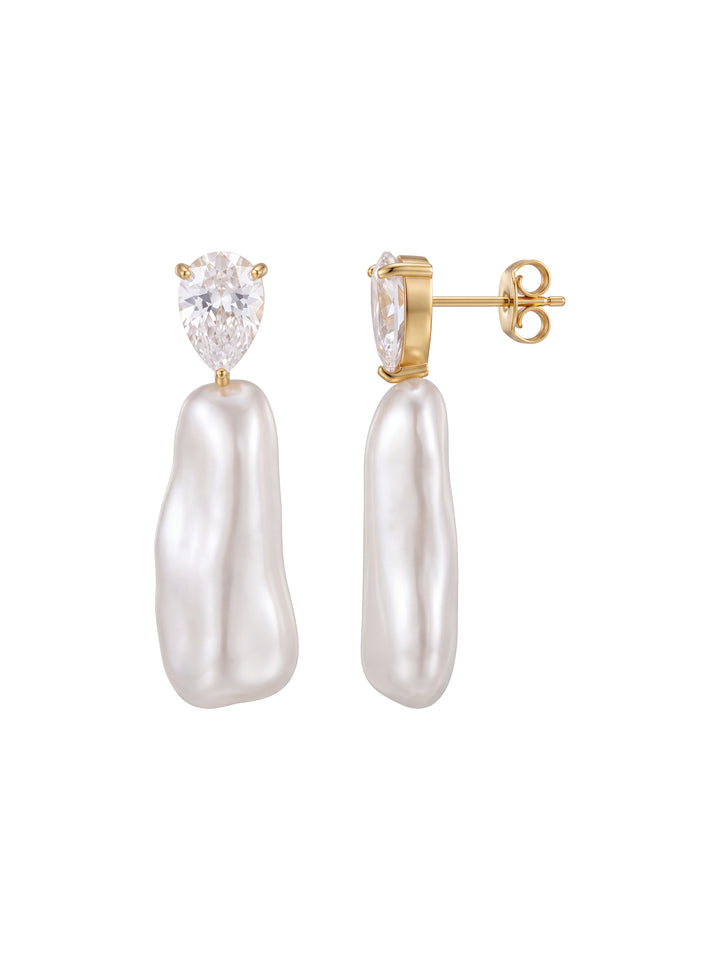 Par Arete Gota Zirconia Con Perla Colgante