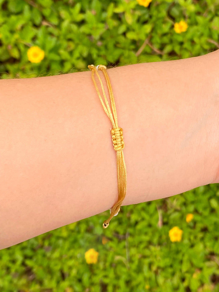 Pulsera Hilo Cruces Y Perlas